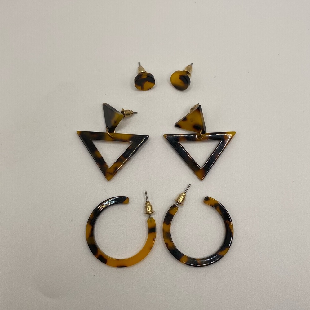 3 Sets Of Earrings Bundle. Hoop And Stud Earrings. Costume Jewelry.
